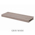 2-inch Red Oak alcove floating shelf in Gray Wash with a muted gray-brown finish and visible oak grain.