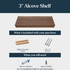 3-inch walnut alcove shelf installation graphic showing hidden wooden cleats and #10 x 3-inch screws included with purchase, plus silicone adhesive and a square drill bit needed for installation.