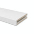 Close-up of a 3-inch Maple alcove floating shelf in Painted White showing the open end and routed channel for side cleat installation.