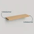 Alcove floating shelf showing unfinished open ends designed to be trimmed on-site for a custom wall-to-wall fit.