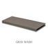 1 5/8-inch solid Walnut alcove floating shelf in Gray Wash finish with an open end for trimming.