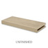 3-inch unfinished White Oak alcove floating shelf showing the natural raw color and grain of the wood.