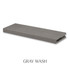 2-inch Walnut alcove floating shelf in Gray Wash with a muted gray finish that allows the natural walnut wood grain to remain visible.
