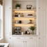 2-inch Maple LED-lit alcove shelves installed in a built-in kitchen coffee bar with recessed under-shelf lighting.