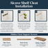 Alcove floating shelf hidden cleat installation guide showing how wooden side and back cleats are leveled, secured to the wall, and concealed inside the shelf.
