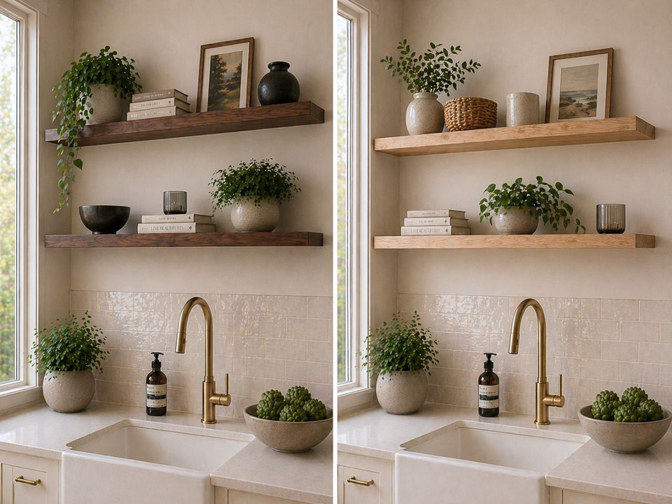 Walnut vs. White Oak Floating Shelves: A Side-by-Side Comparison for 2026 