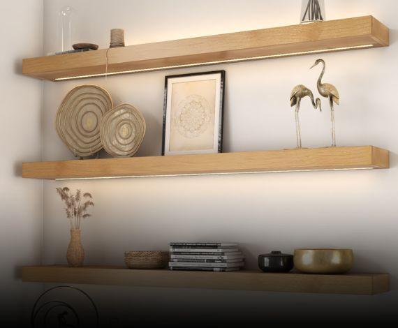 3 Inch LED Lighted Alder Wooden Shelves Wall Shelves 3 Inch LED Lighted Alder Wooden Shelves Wall Shelves