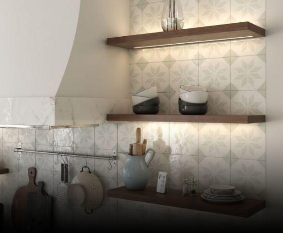 Custom Lighted Walnut Shelves in Kitchen Custom Lighted Walnut Shelves in Kitchen