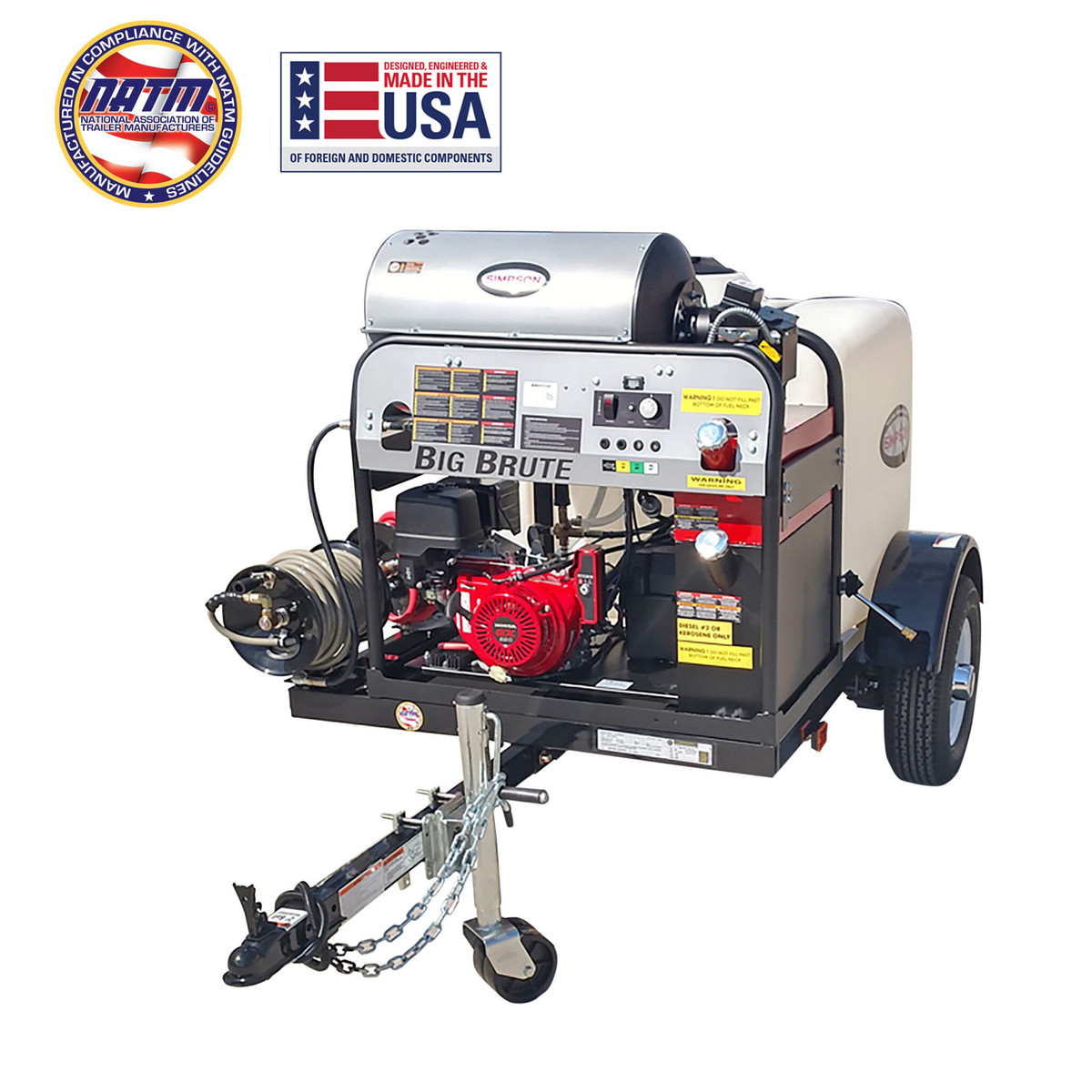 SIMPSON 95005 HOT WATER Pressure Washer Trailer System  4000 PSI @ 4.0 GPM Honda GX390 E-Start