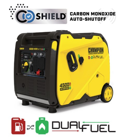 Champion 4500 Watt 201319 Dual Fuel Inverter w/CO Shield Portable