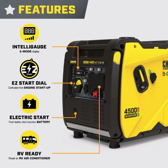 Champion 4500 Watt 201319 Dual Fuel Inverter w/CO Shield Portable