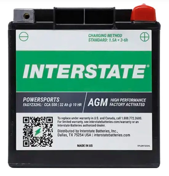 Interstate (Generac) BTX30L "Next Gen" Air Cooled Battery (500CCA) *Ships with Generator Purchase Only*