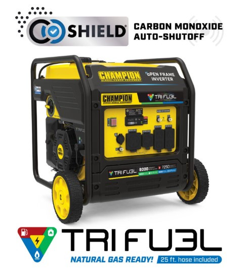 201176 9000W Electric Start Tri-Fuel Inverter with CO Shield