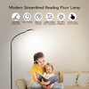 Keepsmile Modern LED Streamlined Reading Floor Lamp, White LED - MATTE BLACK