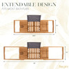 Tregini Luxury Bathtub Adjustable Bamboo Wood Tray Caddy - Brown
