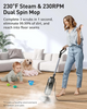 Steam Mop,Aspiron 1100W Electric Spin Scrub Steam Mop AS-CA001