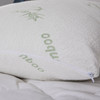Bamboo Memory Foam Pillow with Removable Cover - White/Green Accents - King