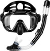 Zipoute Snorkel Dry Top Snorkeling Gear for Adults Panoramic Anti-Leak - BLACK