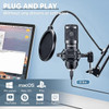 PIOLUNTH USB Microphone Plug & Play 192kHz/24bit Condenser Studio Mic Kit BLACK
