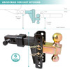 Zone Tech Adjustable Trailer Hitch - Premium Quality Fits 2 Inch Receiver -BLACK