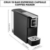 Crux Espresso Machine Nespresso Pods Large Water Tank Drip Tray- Black/Silver
