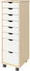 Adeptus 63003 Solid Wood 6 & 2 Drawer Narrow Roll Cart - Natural & White