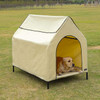 Amazon Basics Elevated Portable Pet House, Small (35 x 32 x 26 Inches) - KHAKI