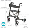 HealthSmart Walker Rollator With Seat And Backrest 501-5012-0200 - Black