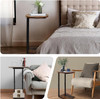 Handwell C-Shaped End Table Snack Side Table for Couch End Table - RUSTIC BROWN