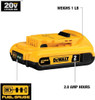 DEWALT 20V MAX Compact Lithium-Ion 2.0Ah Battery Pack DCB203 - BLACK/YELLOW