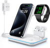 WAITIEE Wireless 3 in 1 15W Fast Charging Station for Apple Devices - WHITE