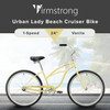 Firmstrong Urban Lady Women's Bike, 24 Inch 1 Speed - VANILLA/ Black Seat/Grips