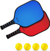 Boulder Pickleball Paddles Carbon Fiber Paddle Set 2 Racquets 4 Balls - Red/Blue