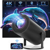 CLOKOWE 4K Mini Projector WiFi Bluetooth, 180° Rotation & Auto Keystone - Black