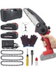 HAJACK Mini Chainsaw 6", 2 Battery Kit - RED/BLACK