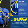 Goodyear Industrial Retractable Air Hose Reel - 1/2" x 50' Ft, 300 PSI Max, 1/2"