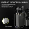 SYVIO Knife Sets with Block 6 PCS Kitchen Utensils Set 21-in-1 YS225 - Gray