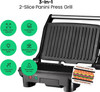 Chefman Electric Panini Grill Non-Stick Plates (2 Slice) RJ02-180 - Black