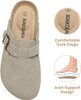 Xiakolaka Women's Suede Clogs Adjustable Buckle Footbed Home Slippers Beige 8