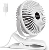 BESKAR Portable Small Clip on Fan with USB Cord Powered, No Battery - White