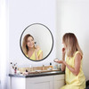 ZENSTYLE 24" Round Wall Mirror Modern Black Frame Bathroom H01-2756-G4D - BLACK