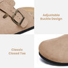 Xiakolaka Women's Suede Clogs Buckle Slip on Footbed Clog Slippers Apricot 10
