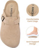 Xiakolaka Women's Suede Clogs Buckle Slip on Footbed Clog Slippers Apricot 10