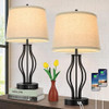 BesLowe Set of 2 Touch Control 3-Way Dimmable Lamps 22in Modern T0353 - Black