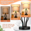 BesLowe Set of 2 Touch Control 3-Way Dimmable Lamps 22in Modern T0353 - Black