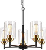 Sucolite 5-Light Chandelier with Clear Glass Shades 3358-P5-BK - Black/Gold