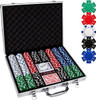 Comie Poker Chips 500PCS Poker Chip Set Aluminum Travel Case YC0001 - Silver
