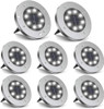 Solar Disk Lights 8 LED Outdoor Ground Landscape (8 Pack) Bright White - Silver