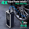CUTEQI Tire Inflator Portable 4X Faster Air Pump 160PSI A16-2S - Black/Silver