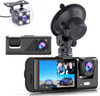 TEQHOME 3 Channel Dash Cam Front Rear Inside, 1080P, 32GB Max, CCD-2024 - Black